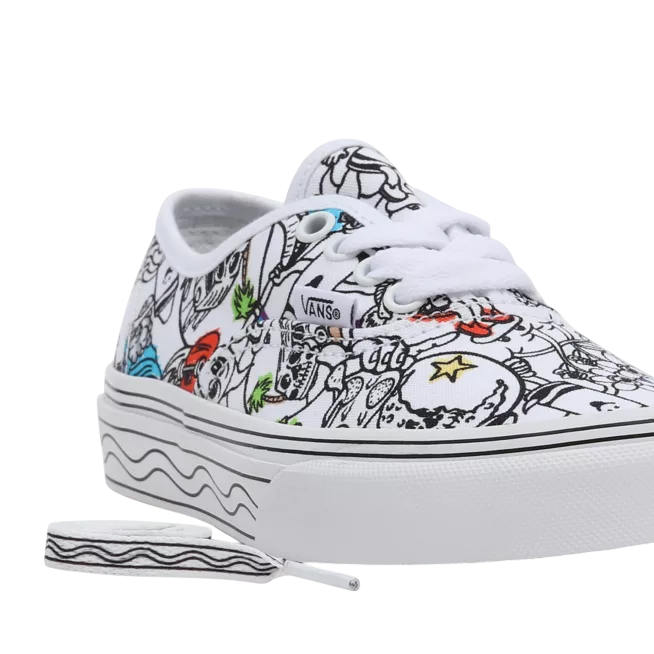 Vans Authentic x Crayola Junior bianche, modello VN0A3UIVARE in tela da disegnare e personalizzare - lacci 