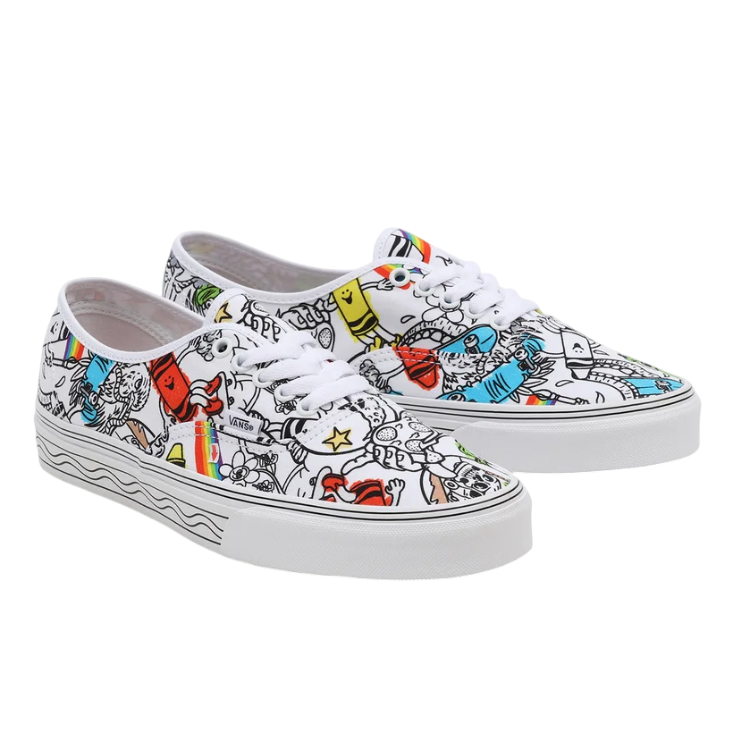 Sneakers Vans Authentic x Crayola VN0A5KRDARE DIY a fantasia unisex con design personalizzabile e collaborazione speciale - frontale