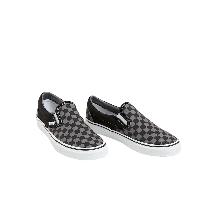 Sneakers Vans Classic Slip-On VN000EYEBPJ grigie a scacchi neri con pattern checkerboard iconic, vista frontale