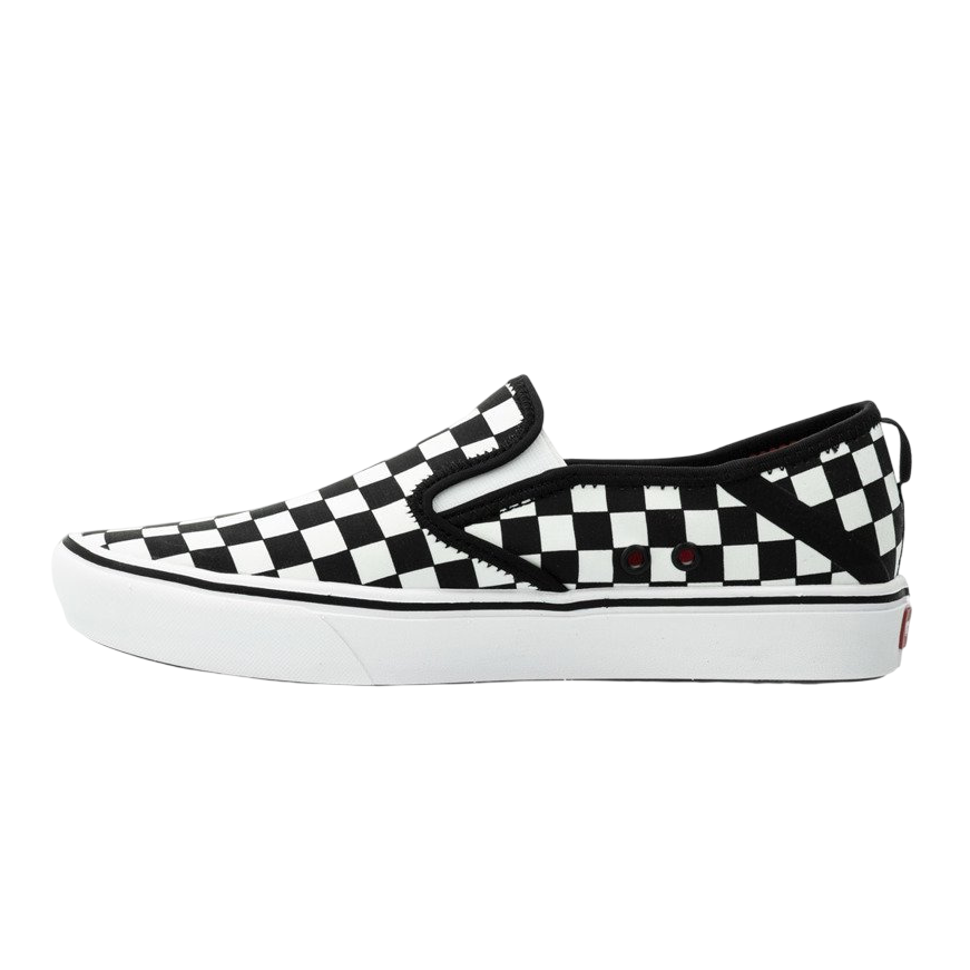 Sneakers Vans Comfycush Slip-On VN0A3WME5GU1 bianche a scacchi neri con pattern checkerboard iconico, vista interna