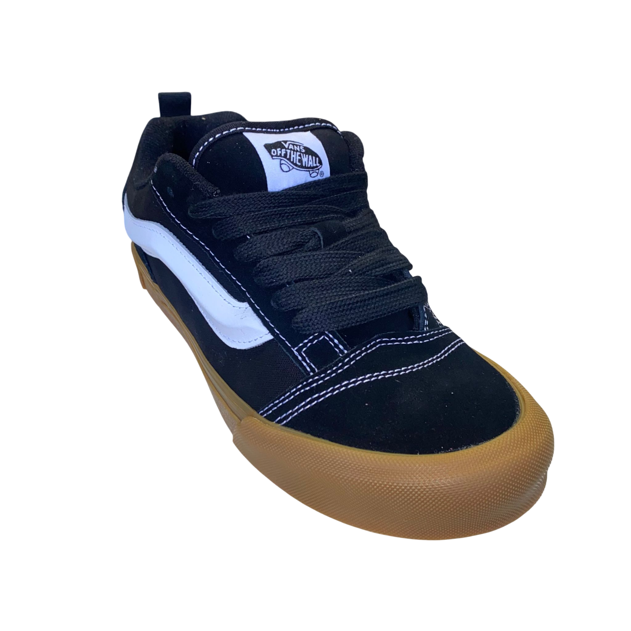 Vans Knu Skool VN0009QCB9M1 sneakers da uomo nero-bianco, vista frontale con design retrò