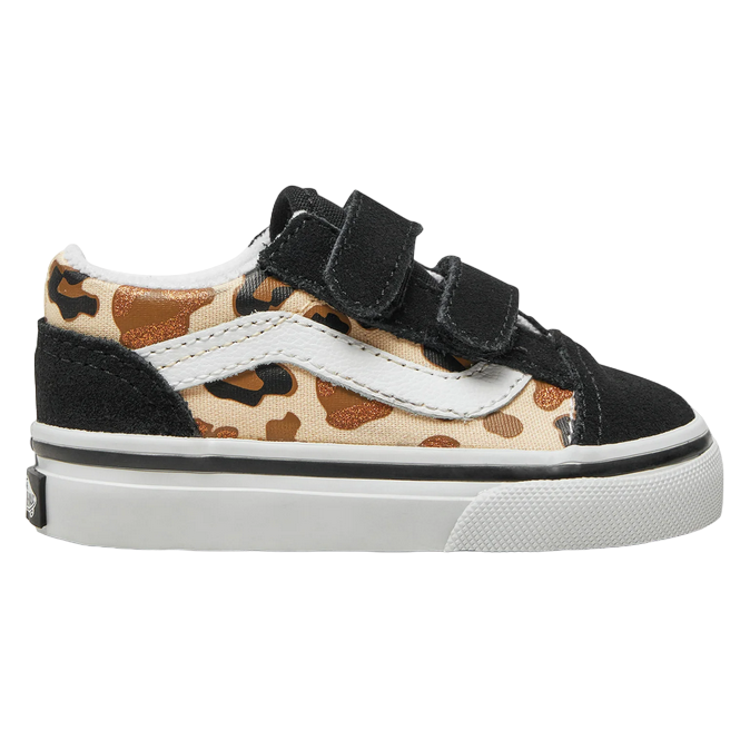 Vans scarpa sneakers da bambina Old Skool V leopardata glitter VN0009RCYS81 nero-marrone