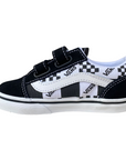 Vans scarpa sneakers da bambino con strappo Old Skool V VN0009RC6BT1 logo e quadratini nero-bianco