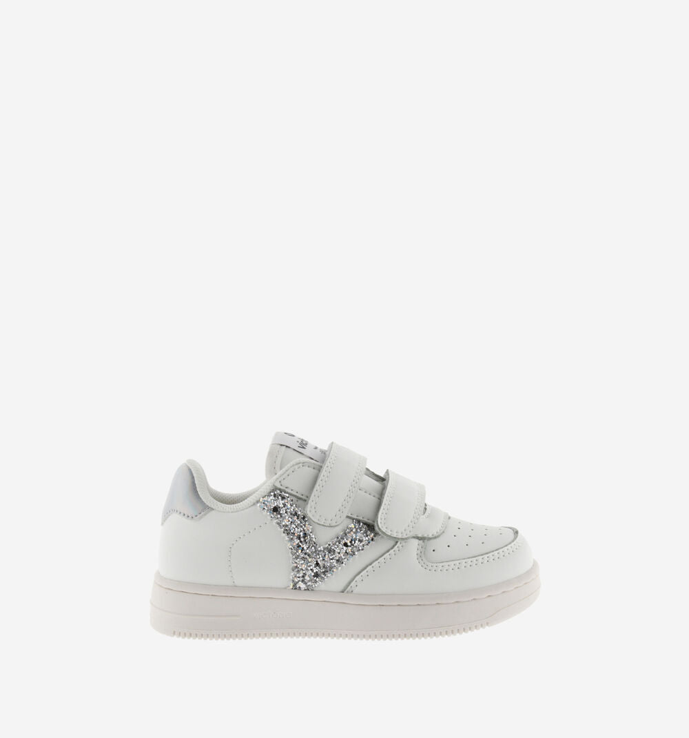 Victoria scarpa sneakers da bambina con strappo e glitter 1124106 bianco