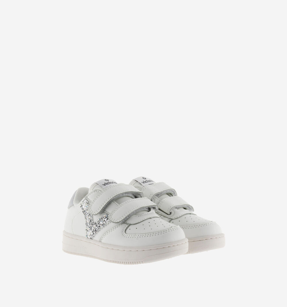 Victoria scarpa sneakers da bambina con strappo e glitter 1124106 bianco
