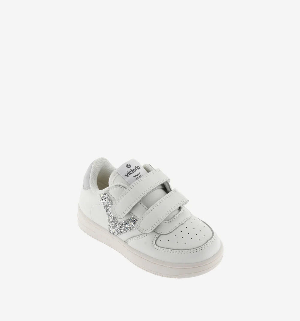 Victoria scarpa sneakers da bambina con strappo e glitter 1124106 bianco