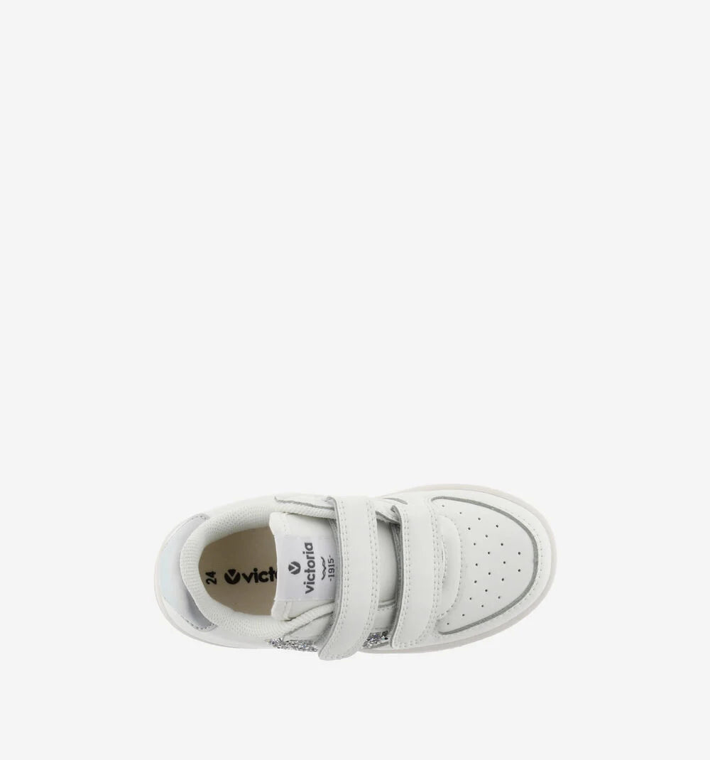 Victoria scarpa sneakers da bambina con strappo e glitter 1124106 bianco