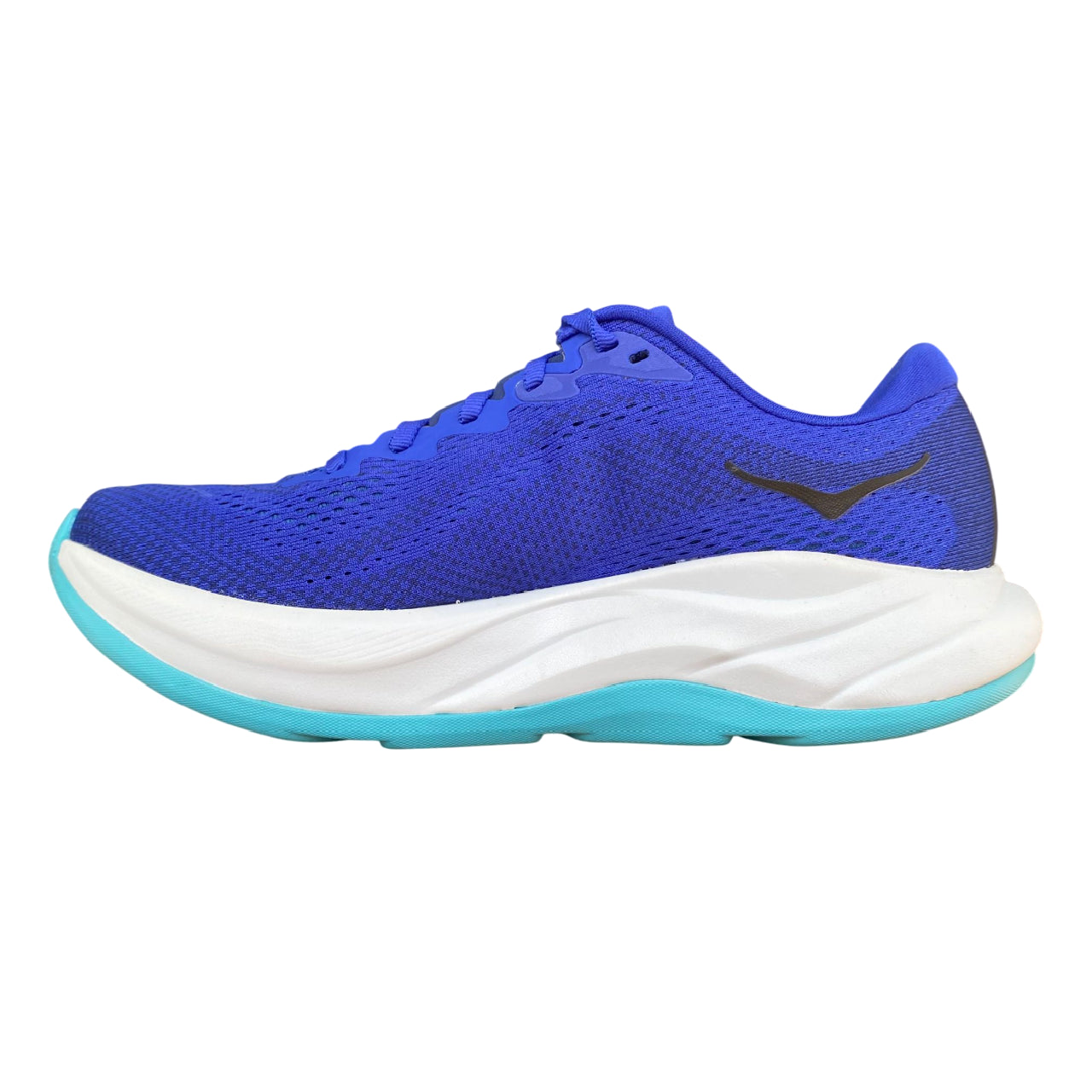 Vista laterale interna Hoka Rincon 4 blu con ammortizzazione leggera e rapporto peso ottimale per running uomo