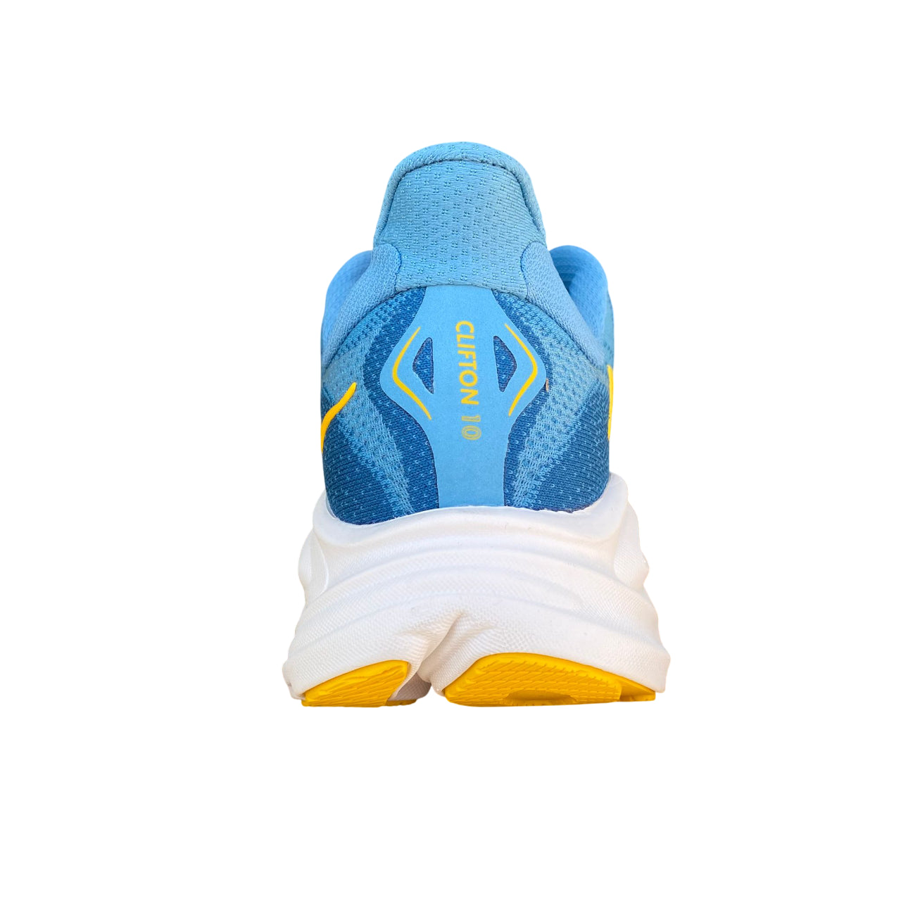 Vista posteriore tallone Hoka Clifton 10 con ammortizzazione extra e supporto stabilità per running