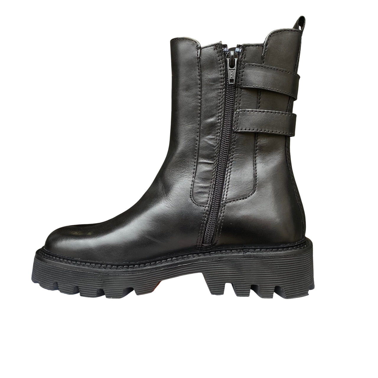 Vueva – Stivaletto Donna in Pelle Nero VB365204 con Cerniera, Elastico Laterale, Doppia Fibbia e Suola Alta | Stile, Comfort e Versatilità - laterale 