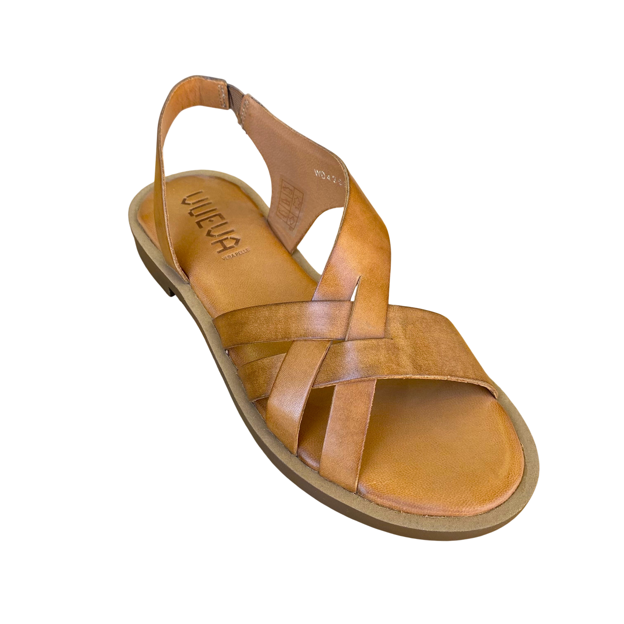 Sandalo da donna Vueva WD-425R24 301 cuoio con tacco basso, vista dall&#39;alto