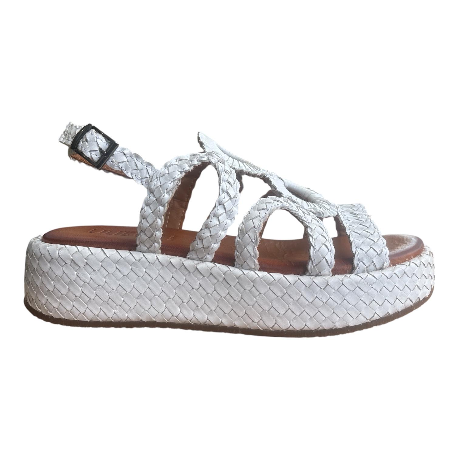 Vueva sandalo intrecciato con zeppa da donna WD511R04 bianco