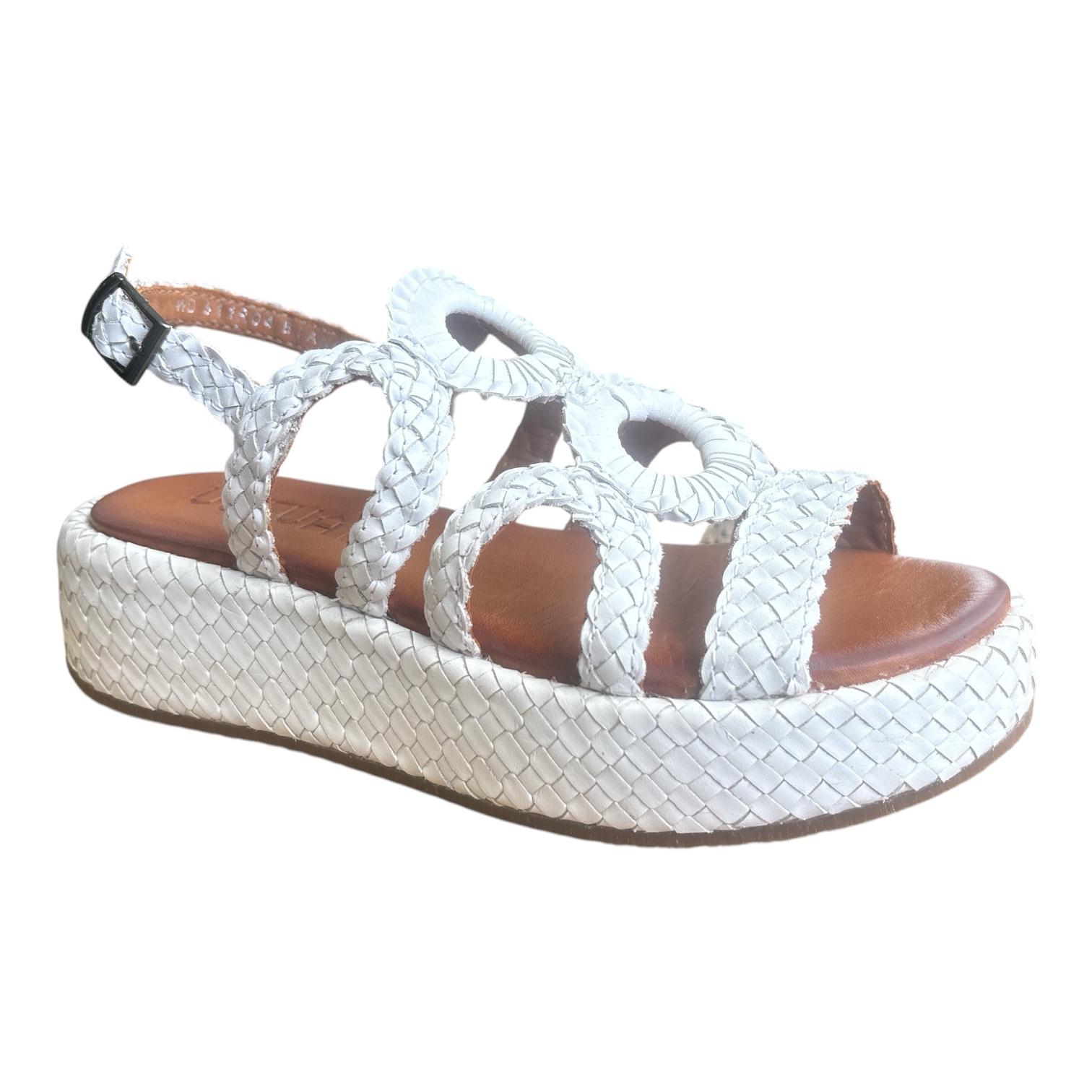 Vueva sandalo intrecciato con zeppa da donna WD511R04 bianco