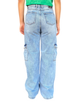 XT Studio pantalone in jeans largo con tasconi e rotture Flare blu chiaro