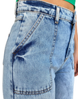 XT Studio pantalone in jeans largo con tasconi e rotture Flare blu chiaro