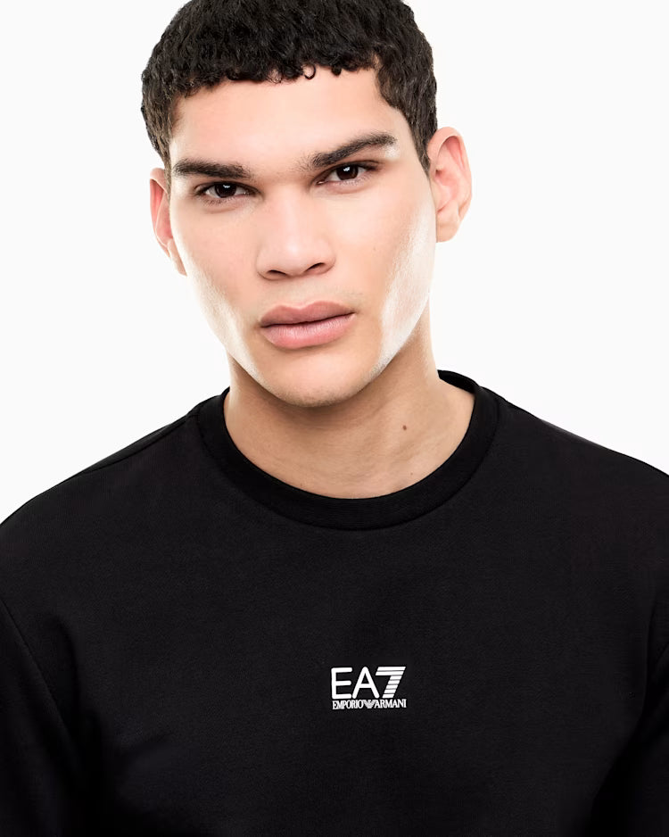EA7 ARMANI Felpa girocollo da uomo con logo sul petto Core Identity 8NPM34 PJVTZ 1200 nero