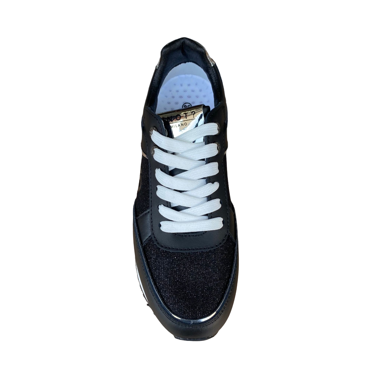 YNot scarpa sneakers da donna con zeppa YNI3510 01 nero-argento