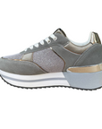 YNot scarpa sneakers da donna con zeppa YNI3510 D9ASH grigio-argento