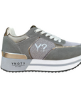 YNot scarpa sneakers da donna con zeppa YNI3510 D9ASH grigio-argento