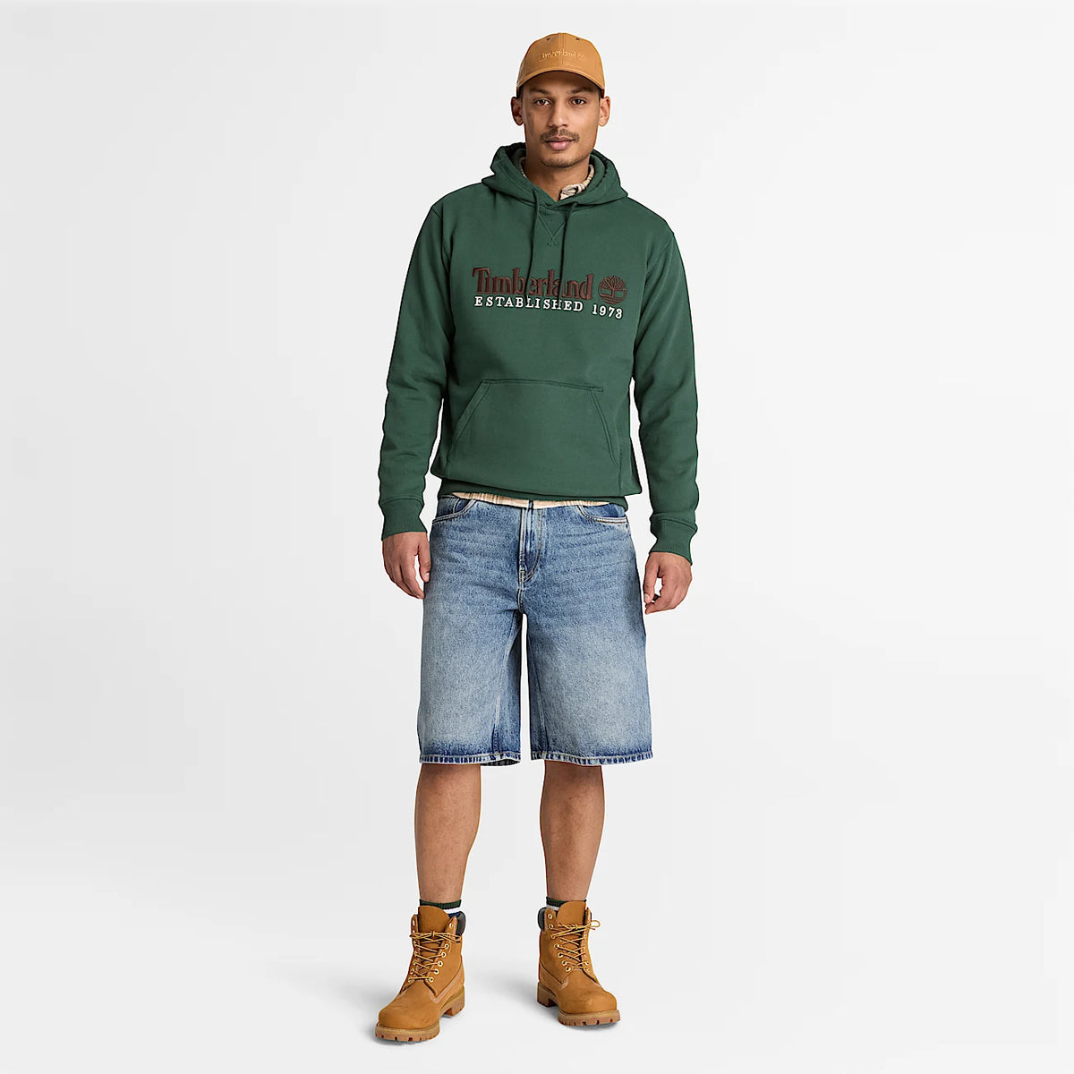Timberland  felpa con cappuccio da uomo1973 Embroidered Logo ricamato TBC0YHB6 398 verde