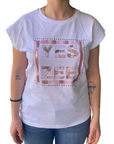 Yes Zee maglietta manica corta da donna con stampa 1442 T239/LU02 0127 bianco