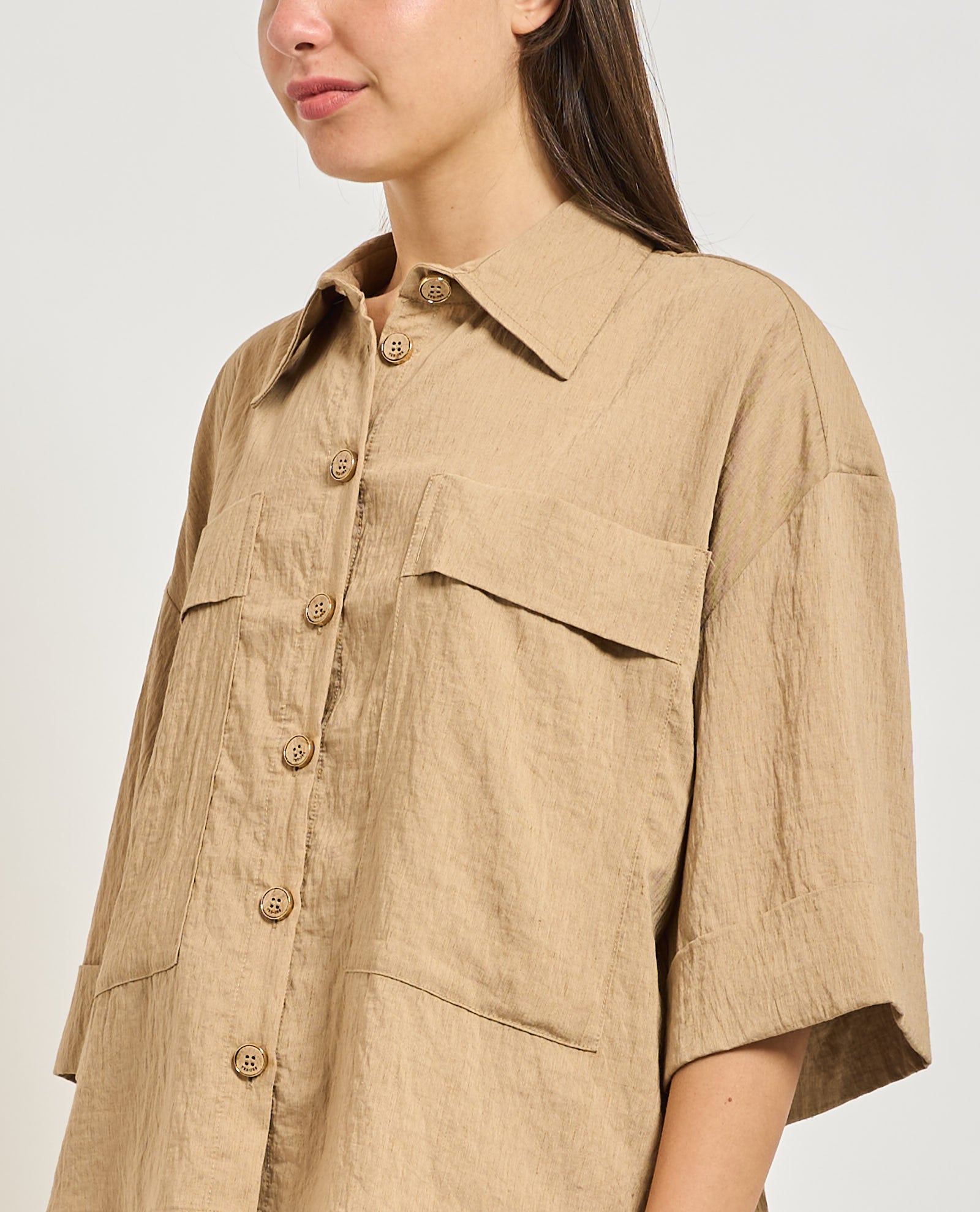 Yes Zee Giacca Camicia Donna Fango - 1731 G210 EV00 0298 tasche