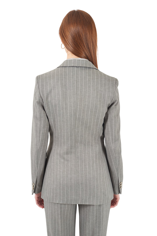 Yes Zee Giacca Gessata 1404 G015 2819 Grigio - Eleganza e Stile Italiano - retro 