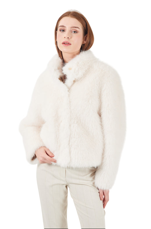 Yes Zee Giacca corta ecopelliccia donna  G004 0157 - Avorio