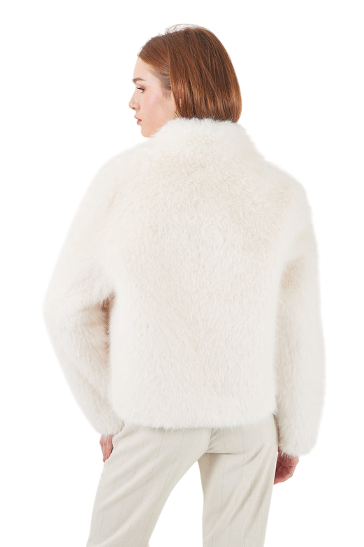 Yes Zee Giacca corta ecopelliccia donna  G004 0157 - Avorio - retro 