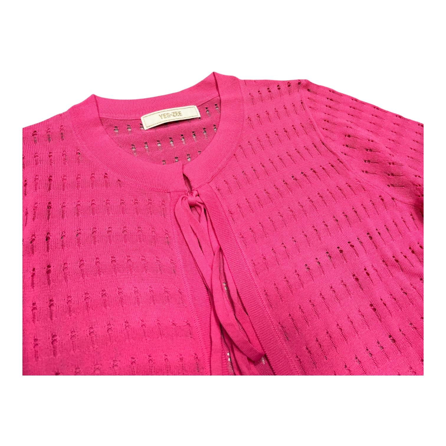 Yes Zee maglia corta da donna con allaccio e coulisse M446/BR00 0424 fucsia