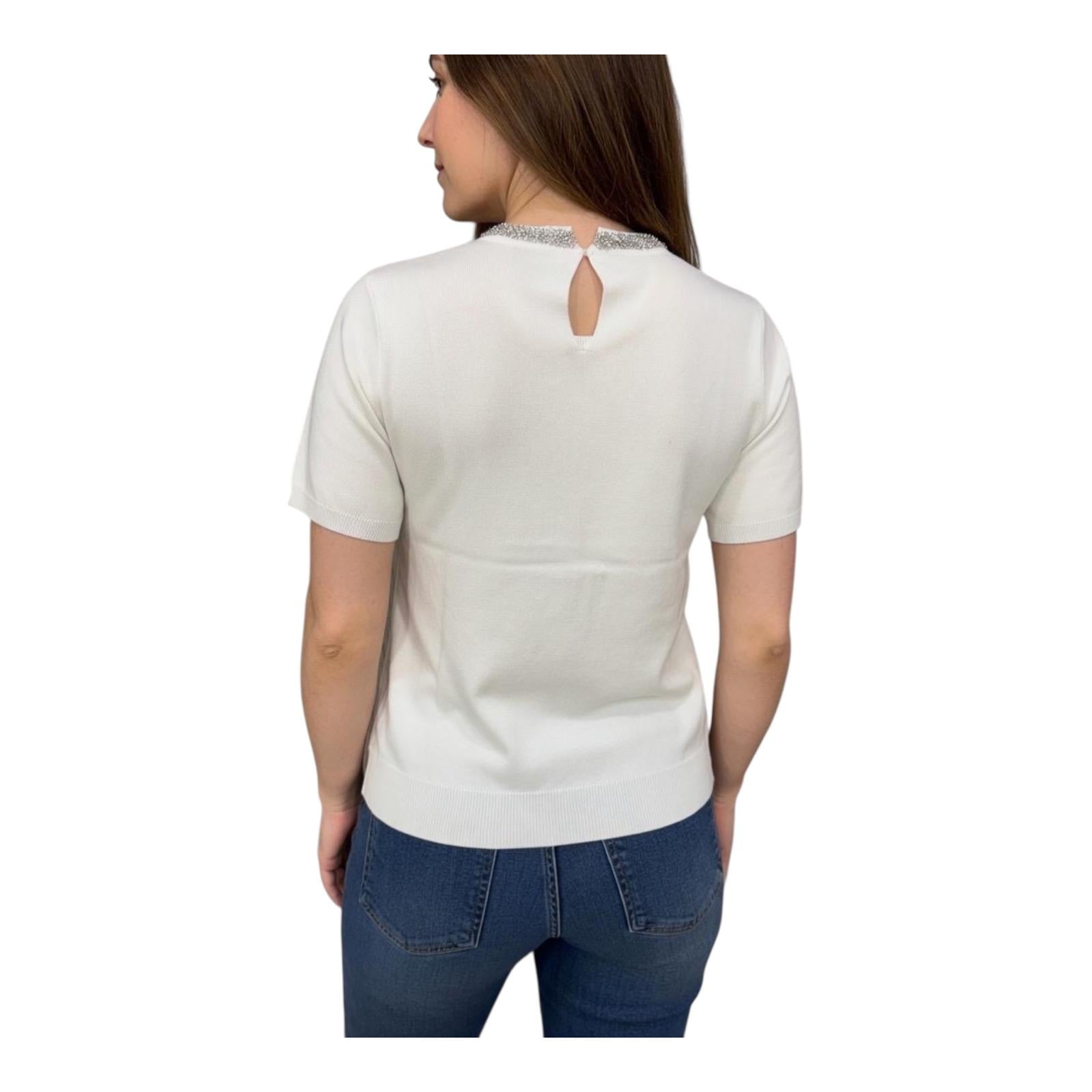 Yes Zee maglia da donna con applicazioni gioiello M243/IF00 0107 gesso