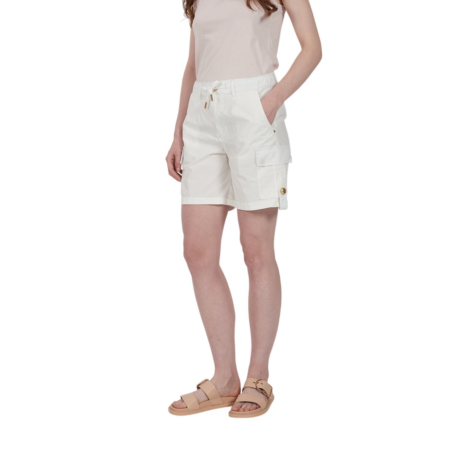 Yes Zee pantaloncino cargo da donna con laccetto in vita 1322 P221 WV00 0107 bianco