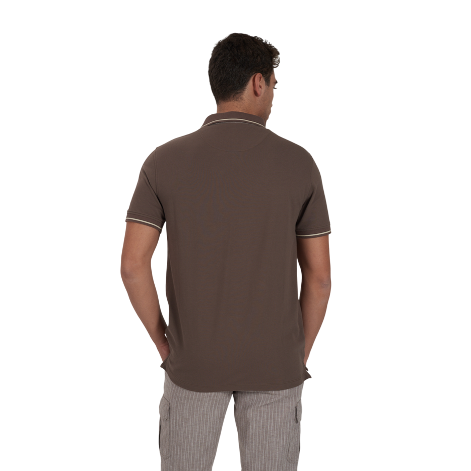 Yes Zee polo manica corta da uomo con finto taschino 0709 T716 S400 0232 marrone