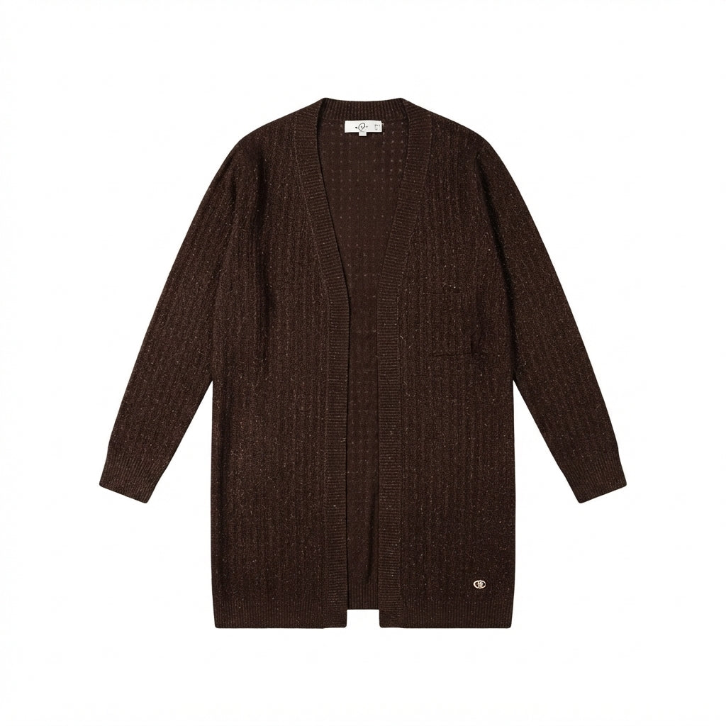 Yes Zee maglia cardigan glitter lungo 1370 O070 IL00 0232 marrone