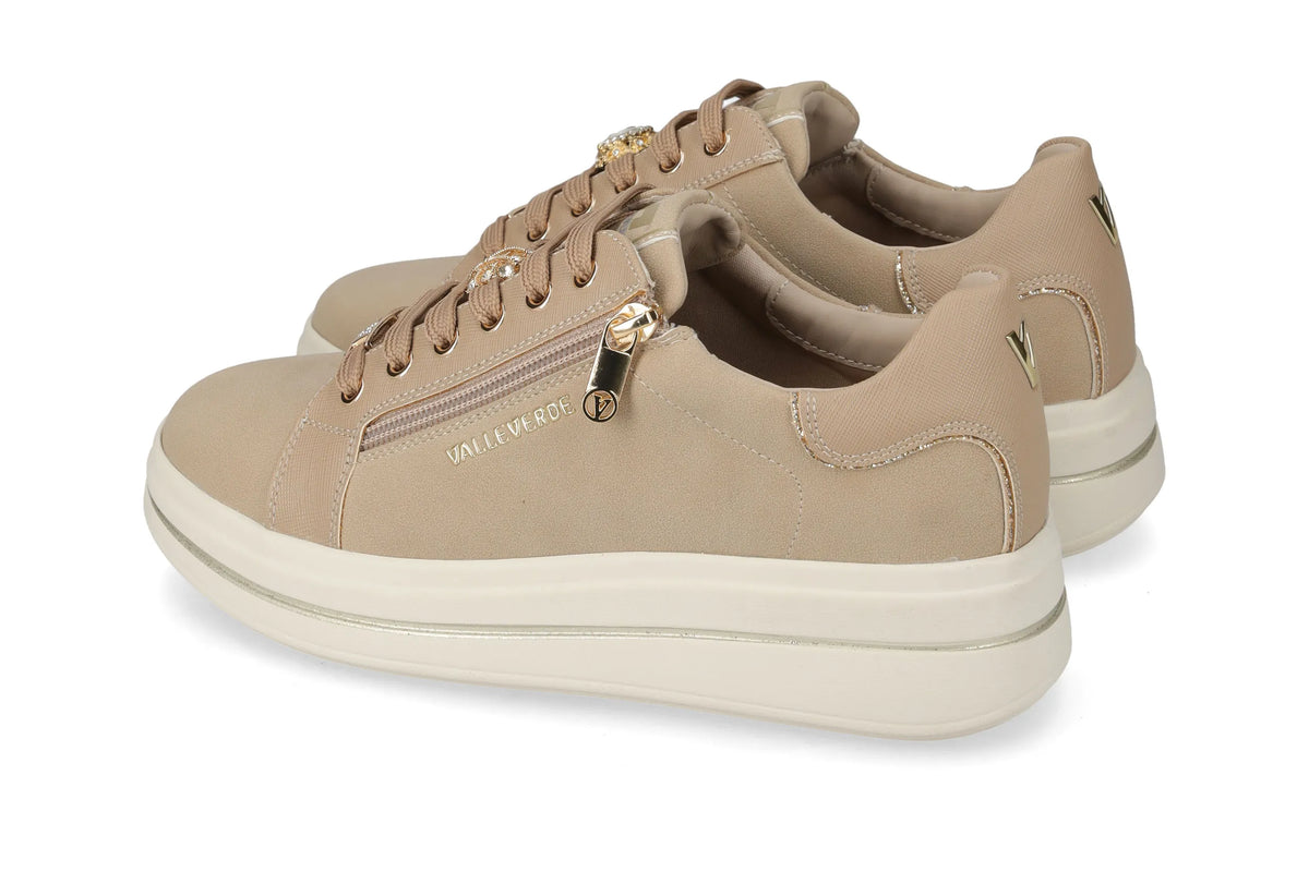 Valleverde scarpa sneakers donna con zeppa 35497 sabbia