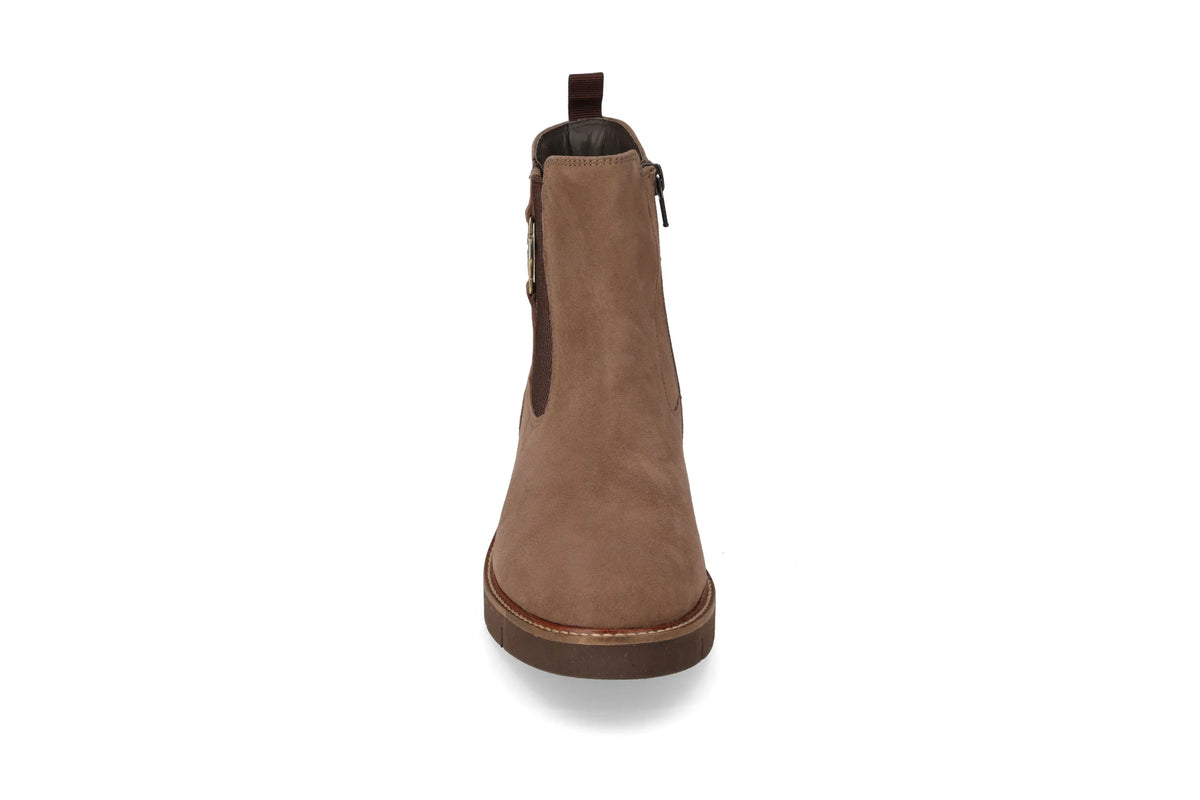 Valleverde stivale da donna in camoscio co elastico e cerniera 17182A tortora