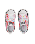 converse scarpa sneakers da bambina con 2 strappi a fantasia fiori A06340C bianco-celeste-rosa