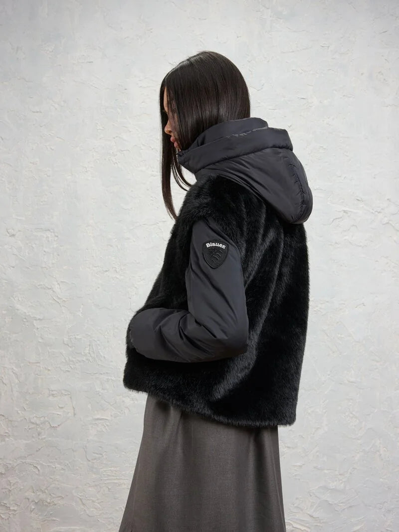 Blauer JUNIPER donna - ECO PELLICCIA E GIACCA IN NYLON TRAPUNTATO 26WBLDC04339-007702 999 nero