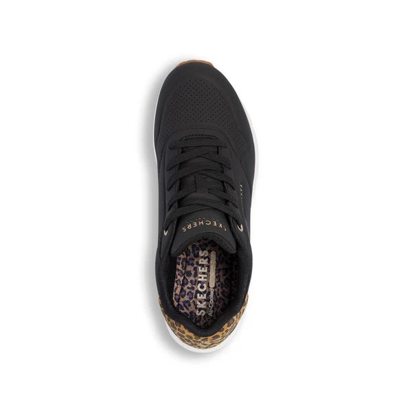 Skechers scarpa sneakers da donna Uno Jungke Nite 177093/BKLD nero-leopaardo