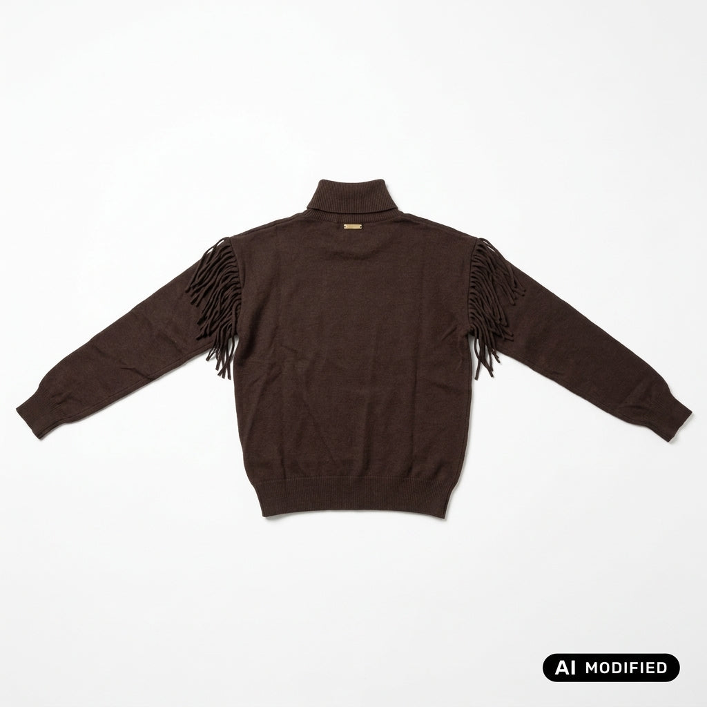 Griffai maglia lupetto con frange DGF6946 moro