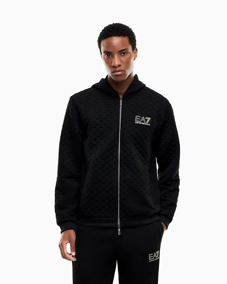 EA7 ARMANI Felpa Premium Label con cappuccio e zip intera 7M002247 AF26241 UC001 nera