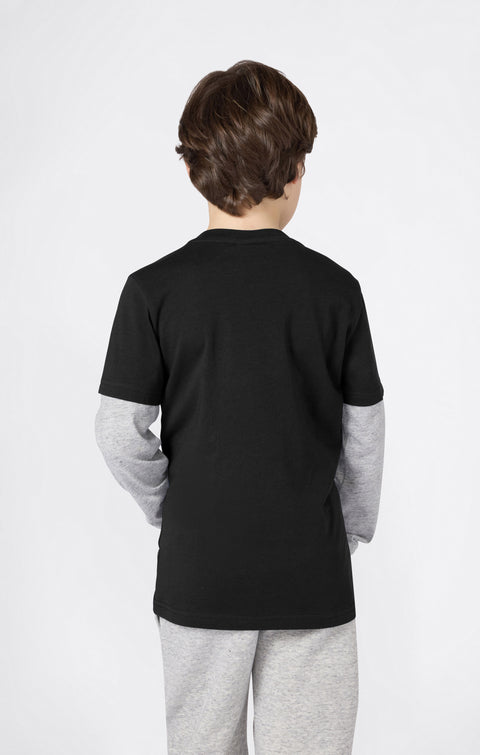 Champion T-shirt manica lunga da ragazzo in cotone leggero 307324-KK002 nero