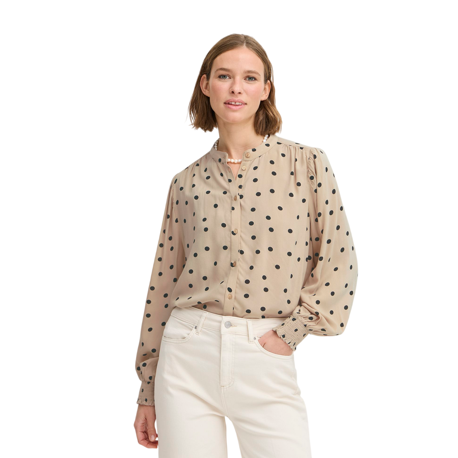 b young camicia manica lunga da donna a pois Josa 20816238 204100 nocciola
