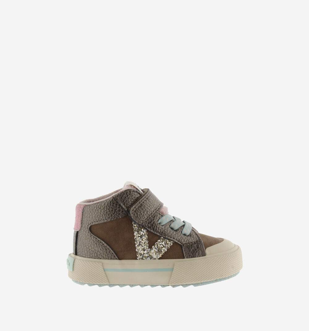 Victoria scarpa sneakers bimba con laccio elastico e velcro Tribu 1065203 marrone
