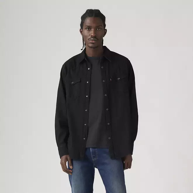 Levi's camicia da uomo in jeans Western Shirt Barstow dal taglio standard 857440002 nera