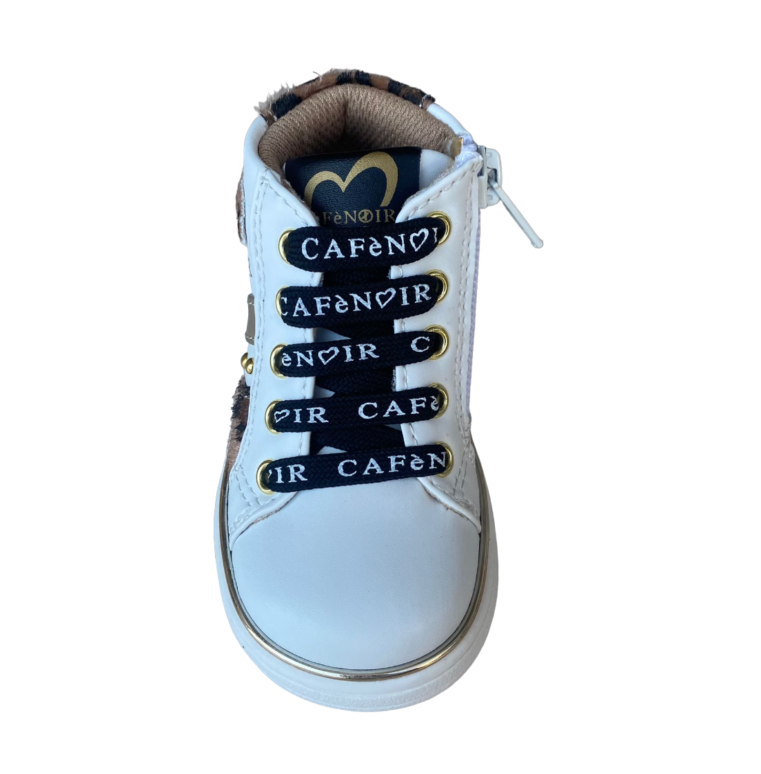 CafèNoir scarpa sneakers alta da bambina con laccio e cerniera laterale C-2351 C1737 bianco