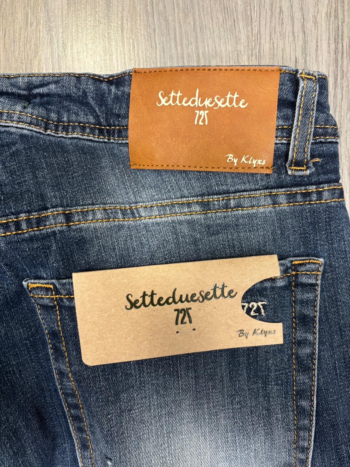 Setteduesette by Klixs pantalone jeans uomo Mike 01154ND rotto slavato blu