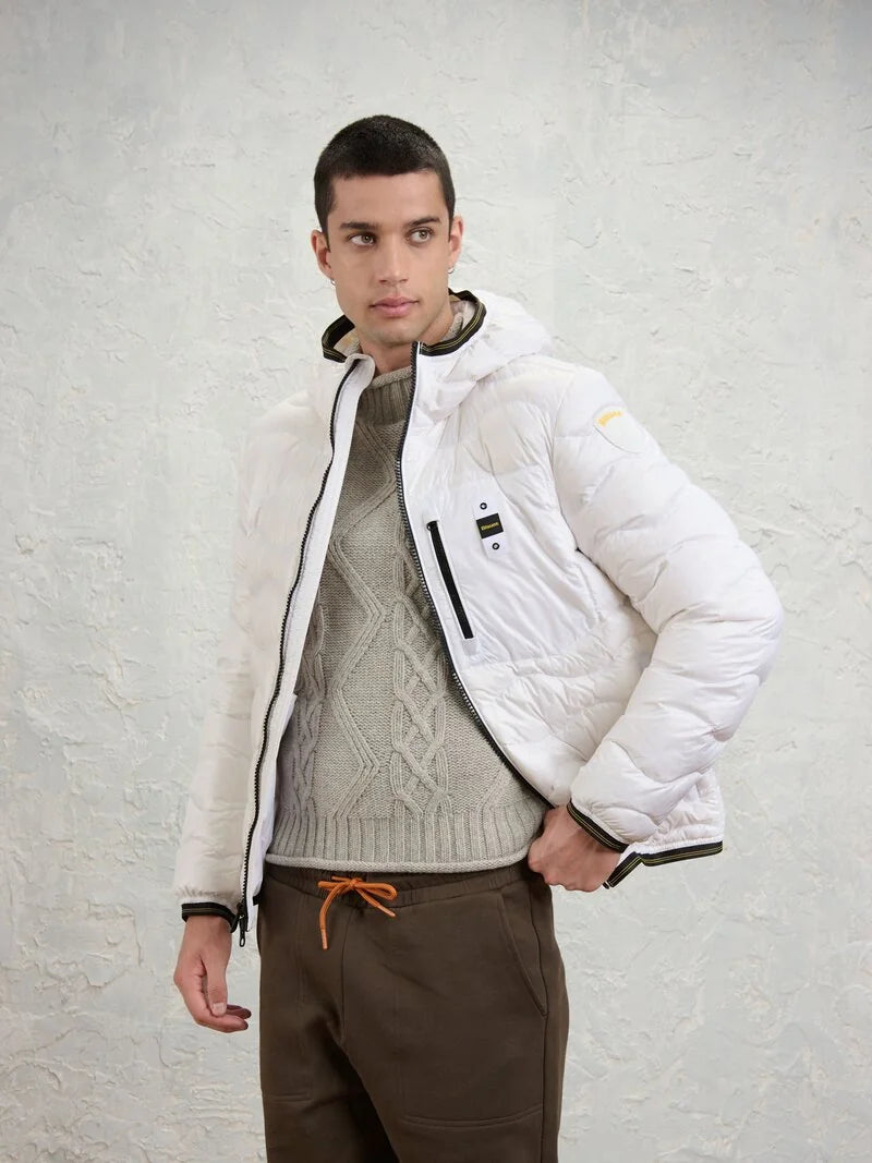 Blauer piumino corto da uomo Wave 26WBLUC03064 006355 100 bianco