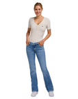 Pantalone jeans Lee Jessica a zampa da donna 112349550 in denim blu chiaro elasticizzato con vestibilità flare e dettagli autentici abbinato