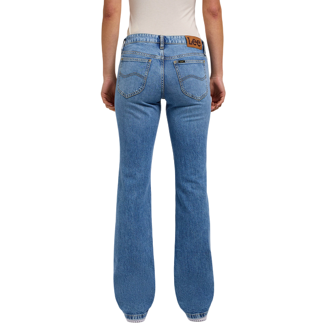 Pantalone jeans Lee Jessica a zampa da donna 112349550 in denim blu chiaro elasticizzato con vestibilità flare e dettagli autentici retro